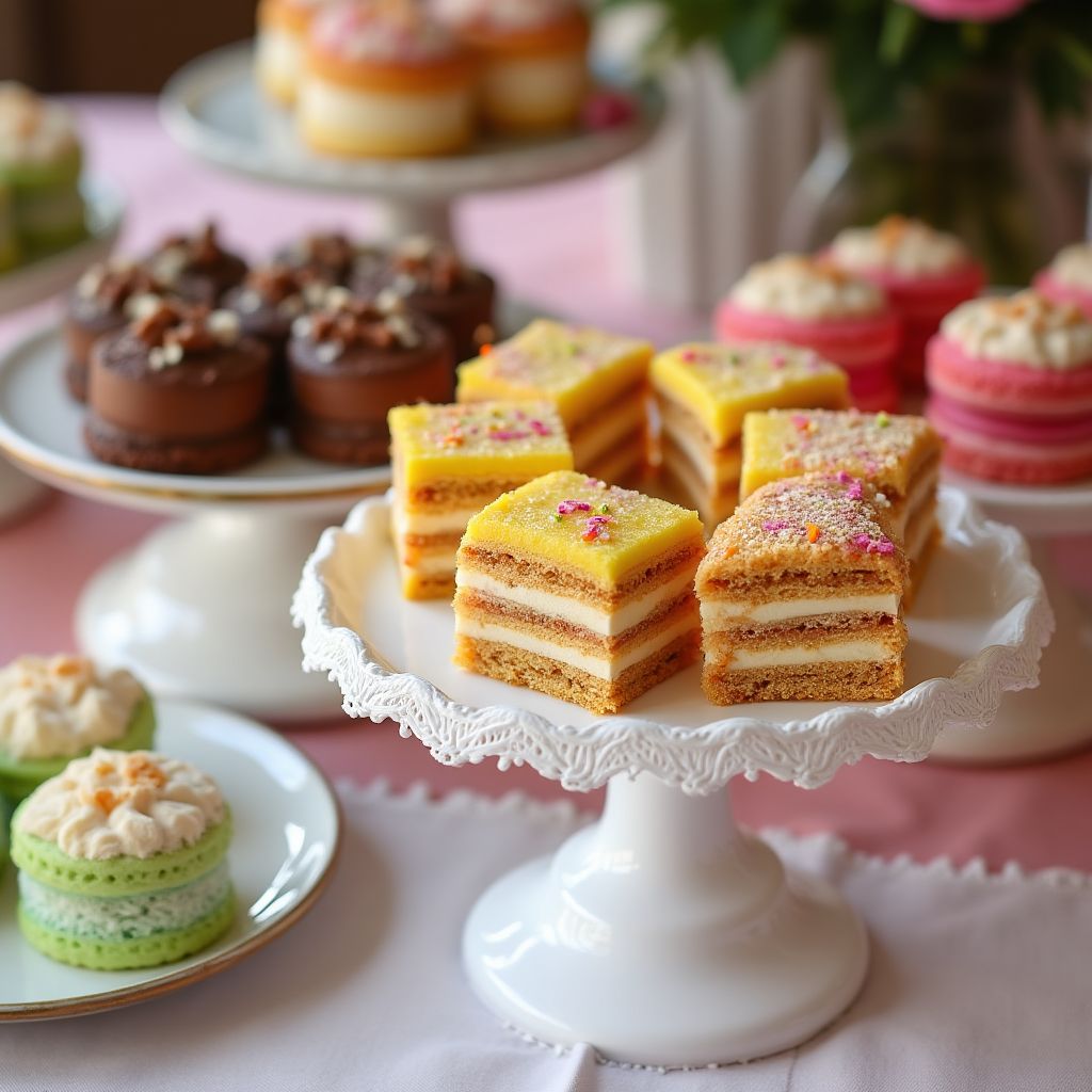 Wedding dessert display with colorful Australian treats