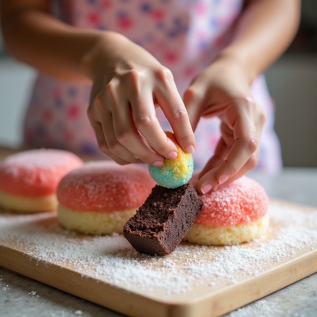 Lamington making workshop with colorful ingredients